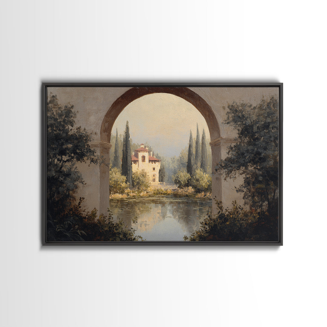 Black and White Architectural Arch Composition Framed Canvas Print, Living Room Art, Room Decor, Living Room Decor, Living, LIR-3x2-35