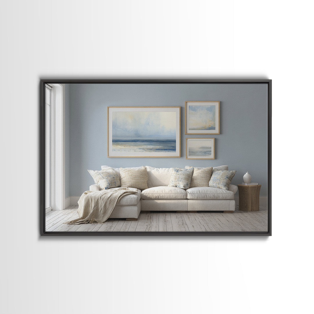 Coastal Aerial Shoreline Framed Canvas Print, Living Room Art, Contemporary Art, Living Room Decor, Fine Art, Living, LIR-3x2-39