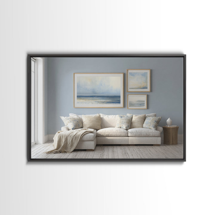 Coastal Aerial Shoreline Framed Canvas Print, Living Room Art, Contemporary Art, Living Room Decor, Fine Art, Living, LIR-3x2-39