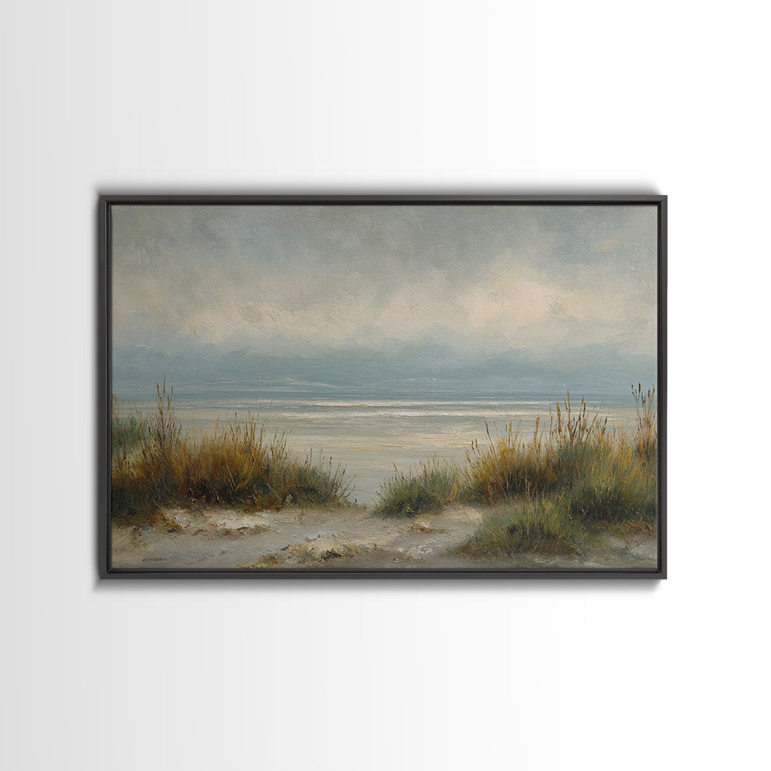 Modern Landscape with Expansive Calm Sky Framed Canvas Print, Living Room Art, Oil Painting, Living Room Decor, Living, LIR-3x2-7