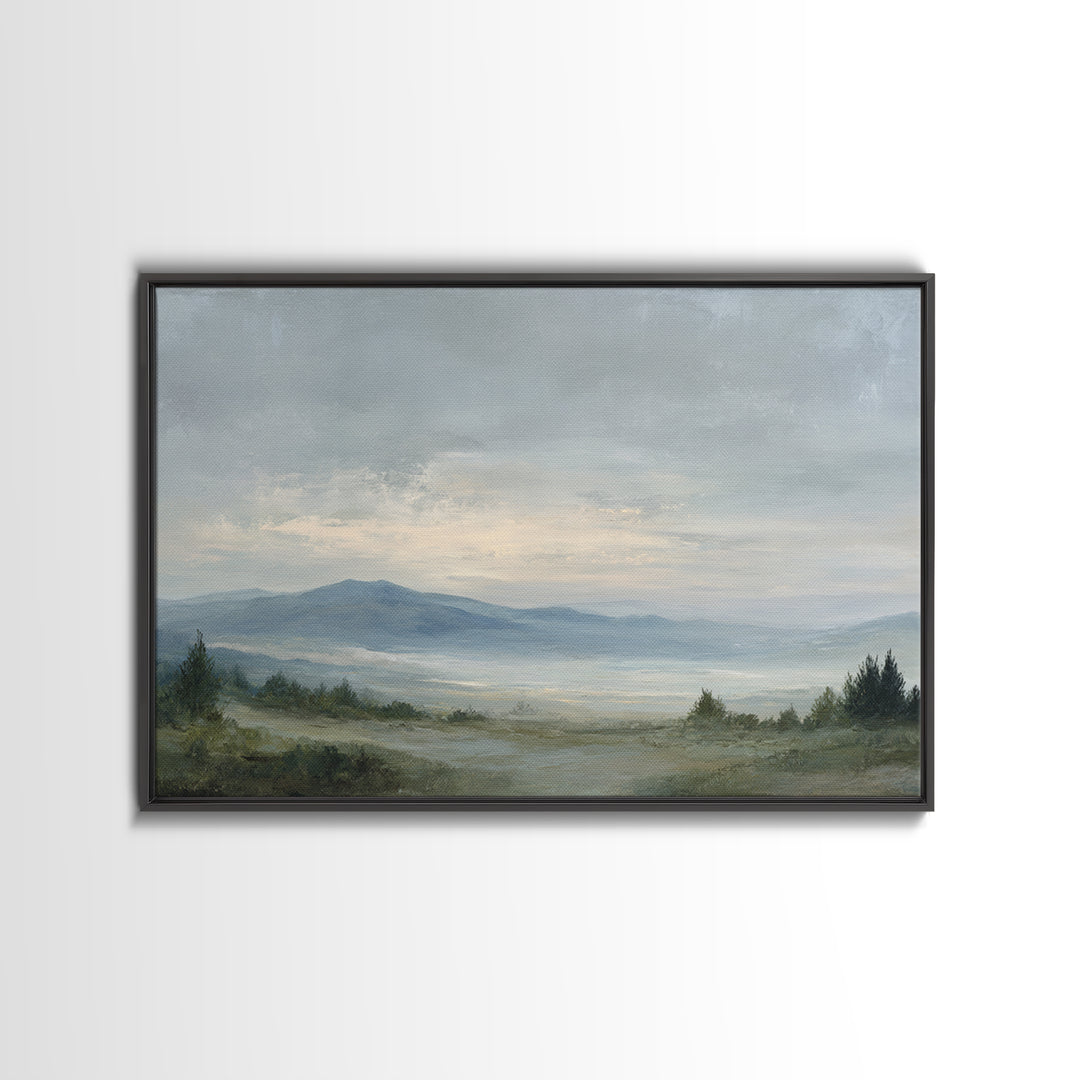 Modern Landscape with Expansive Calm Sky Framed Canvas Print, Living Room Art, Luxury Decor, Living Room Decor, Living, LIR-3x2-79