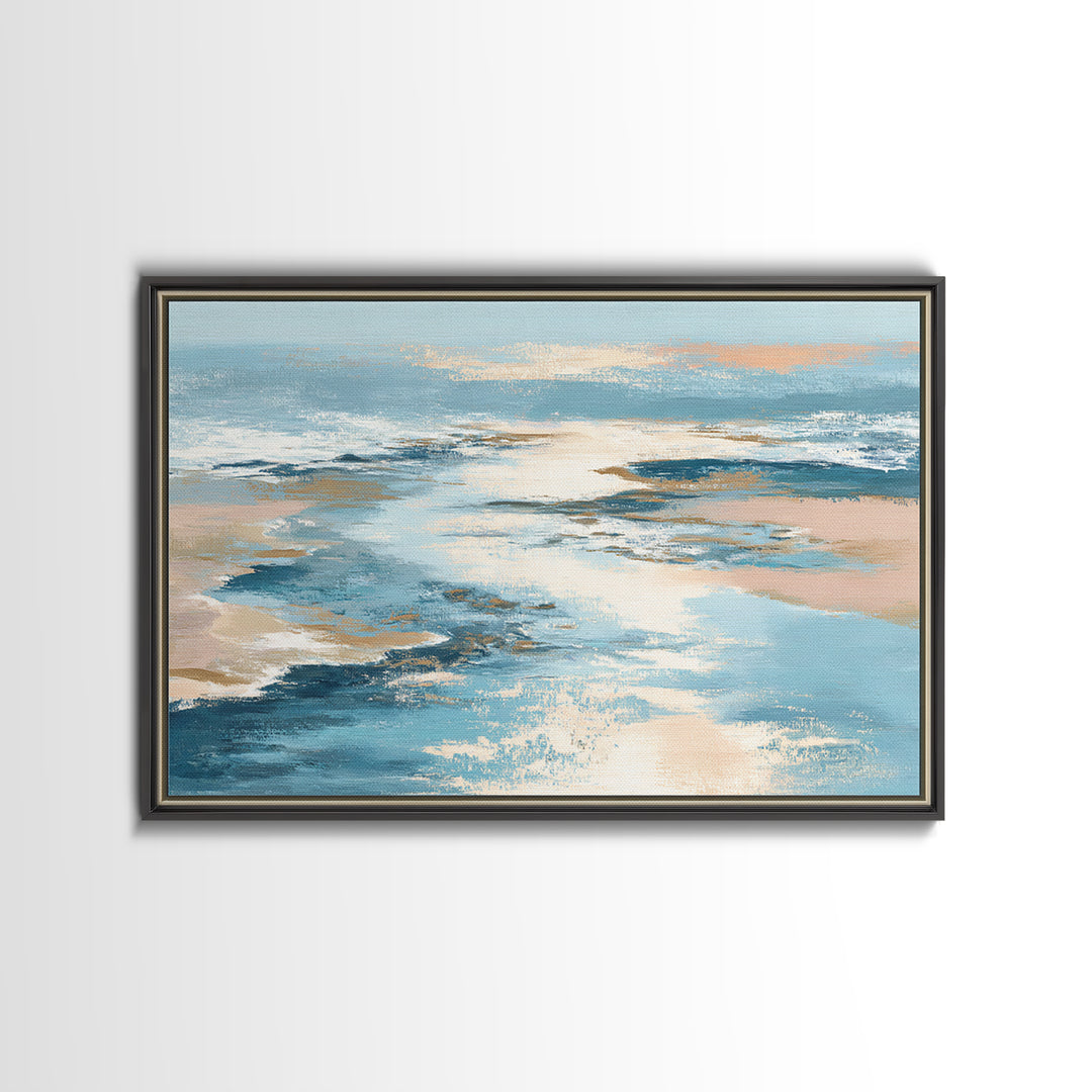 Coastal Aerial Shoreline Framed Canvas Print, Living Room Art, Art, Living Room Decor, Fine Art, Living, Art Nouveau, LIR-3x2-87