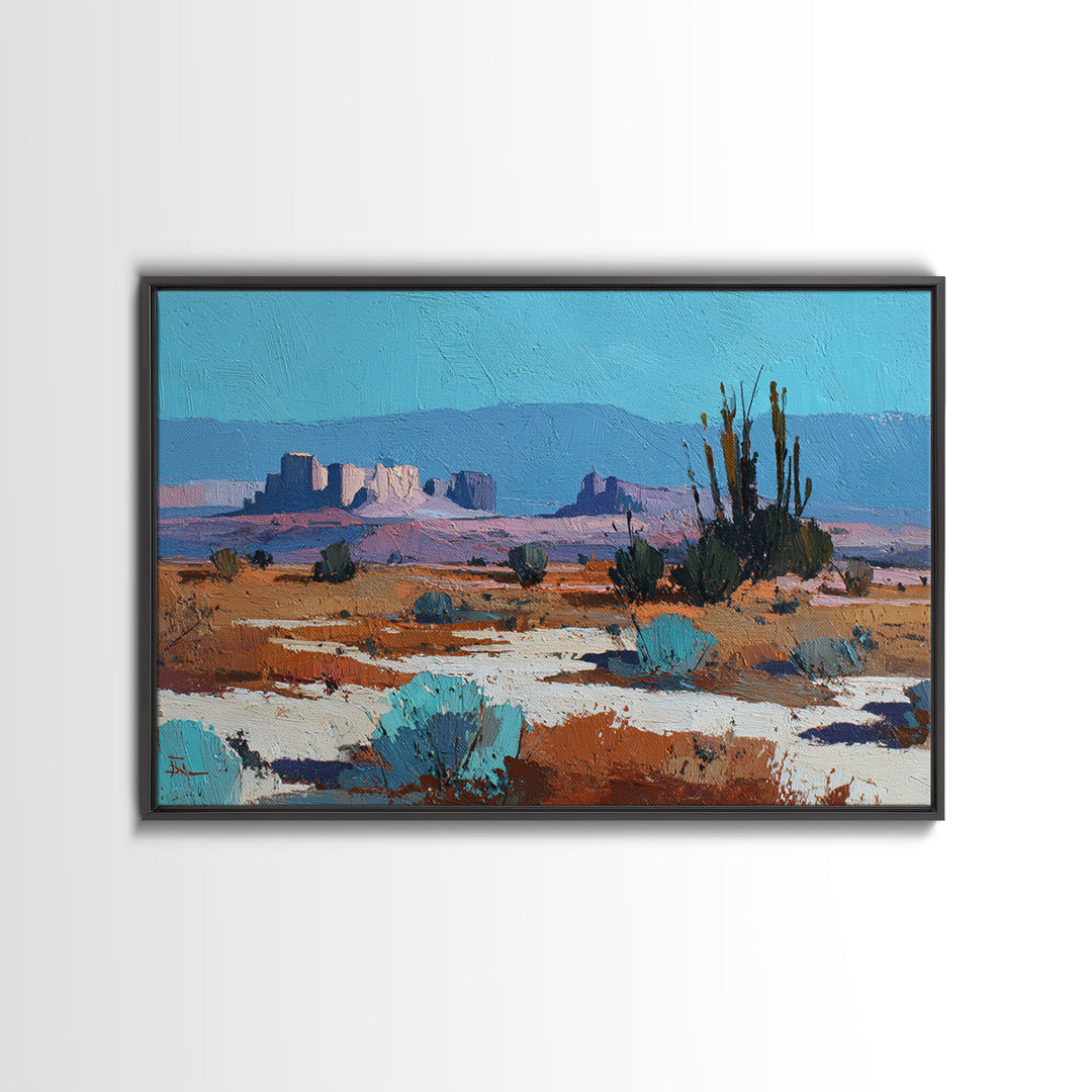 Earthy Desert Landscape Canvas Print, Living Room Art, Wall Decor, Living Room Decor, Oil Painting, Living, Abstract Art, LIR-3x2-88