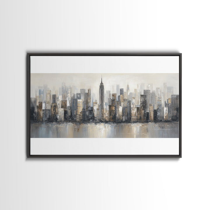 Modern City Skyline Canvas Print, Living Room Art, Modern Wall Art, Living Room Decor, Fine Art, Living, Textured Painting, LIR-3x2-98