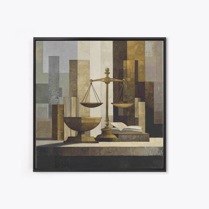 Classical Scales of Justice Framed Canvas Print, Law Office Art, Law, Office Decor, Counsel, Modern Decor, Fine Art Print, LOA-1x1-1