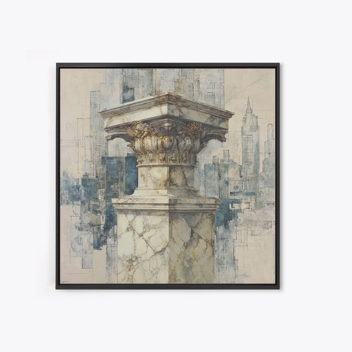 Marble Courthouse Column Study Without Building Scene Framed Canvas Print, Law Office Art, Office Art, Office Decor, Counsel, LOA-1x1-27