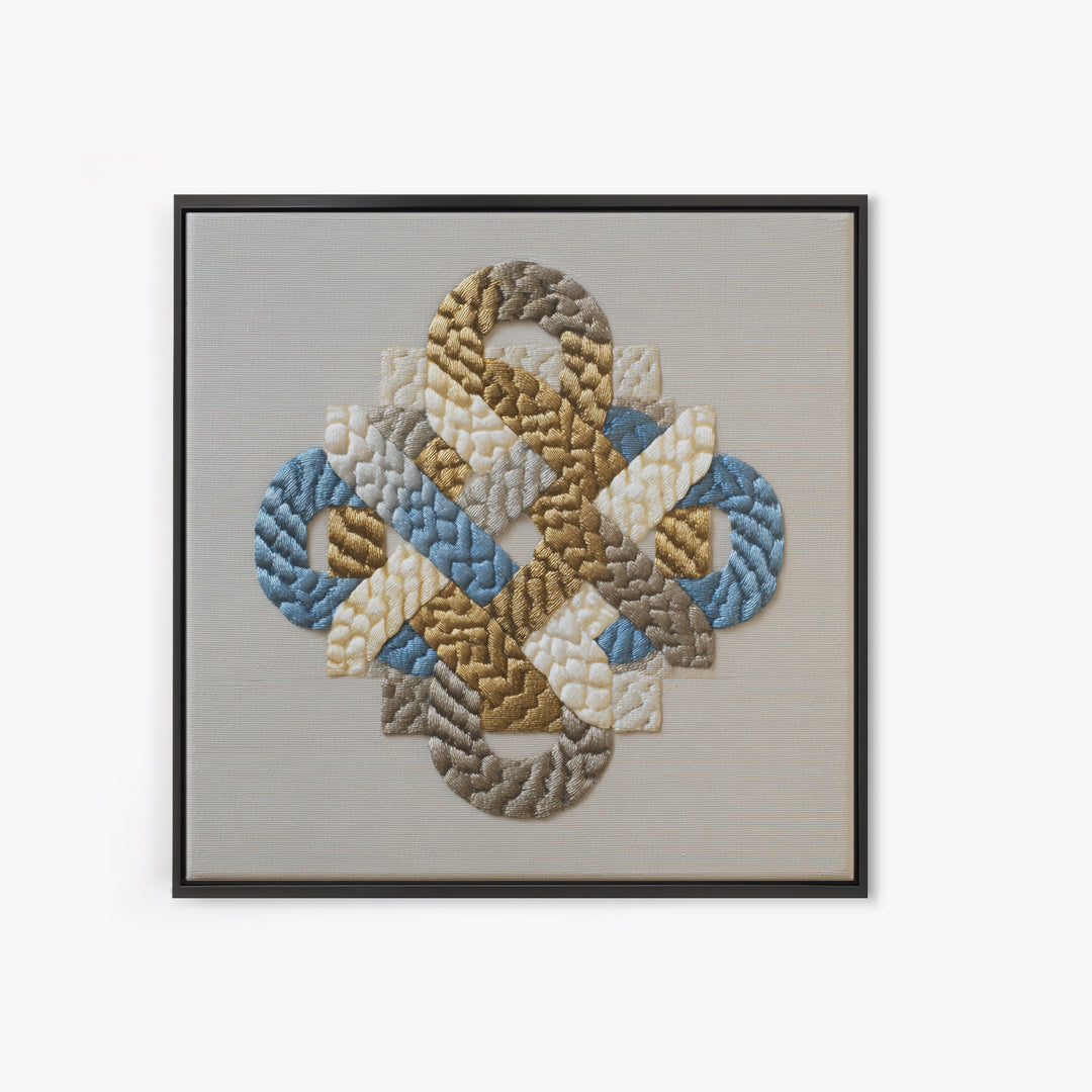 Gold Thread Knot Symbolizing Resolution Framed Canvas Print, Law Office Art, Therapy Office Decor, Office Decor, Abstract Art, LOA-1x1-42