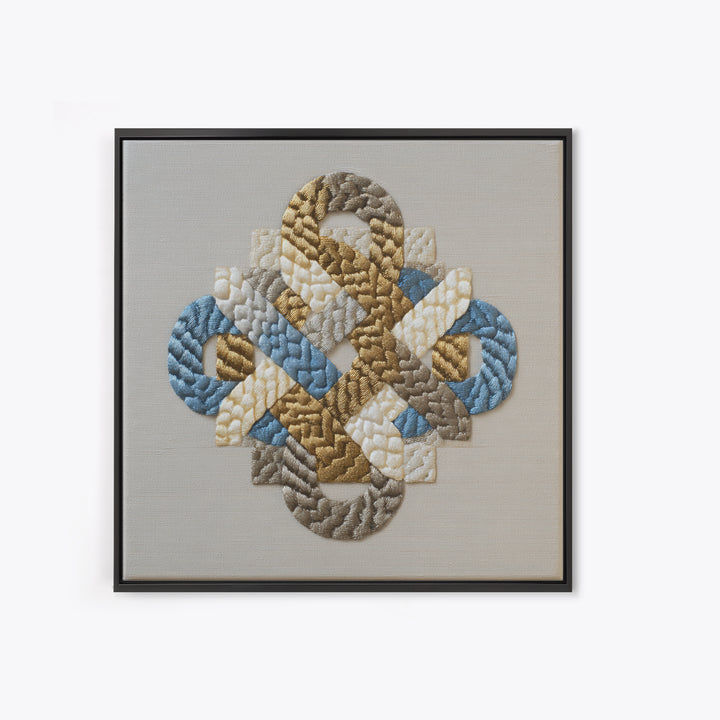 Gold Thread Knot Symbolizing Resolution Framed Canvas Print, Law Office Art, Therapy Office Decor, Office Decor, Abstract Art, LOA-1x1-42