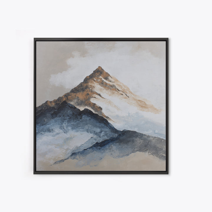 Ink Wash Mountain Symbolizing Stability Framed Canvas Print, Law Office Art, Poster Print, Office Decor, Watercolor Art, LOA-1x1-44