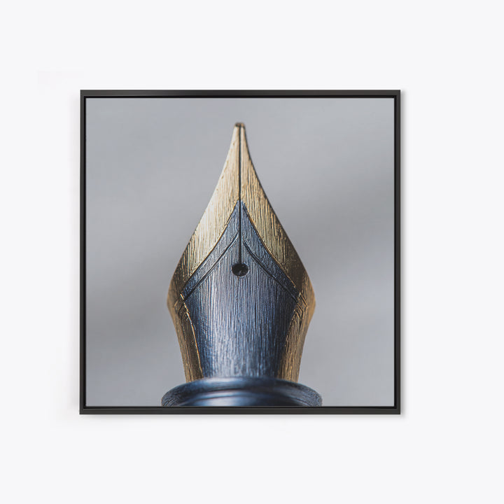 Fountain Pen Nib Closeup Framed Canvas Print, Law Office Art, Home Office Decor, Office Decor, Fine Art, Counsel, Boho Decor, LOA-1x1-71