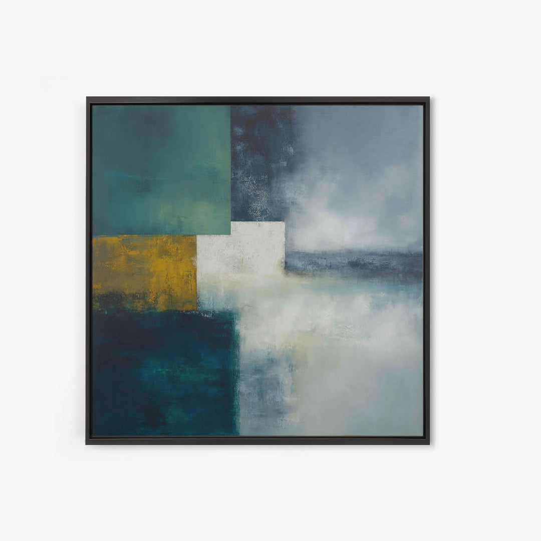 Deep Green and Walnut Toned Abstract Framed Canvas Print, Law Office Art, Gallery Decor, Office Decor, Abstract Art, Counsel, LOA-1x1-93
