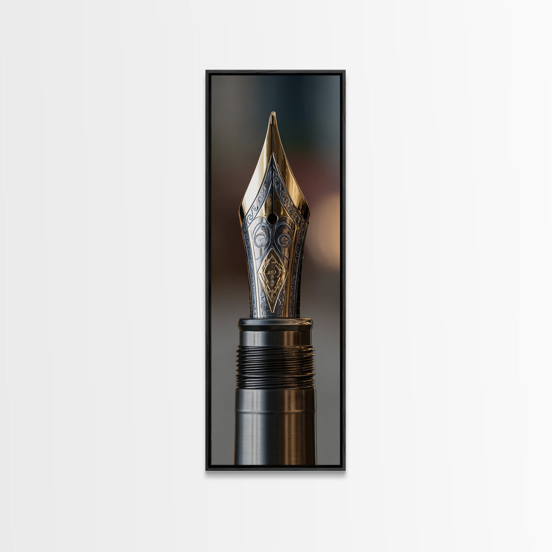 Fountain Pen Nib Closeup Canvas Print, Law Office Art, Office Wall Art, Office Decor, Fine Art, Counsel, Butterfly Art, LOA-1x3-11