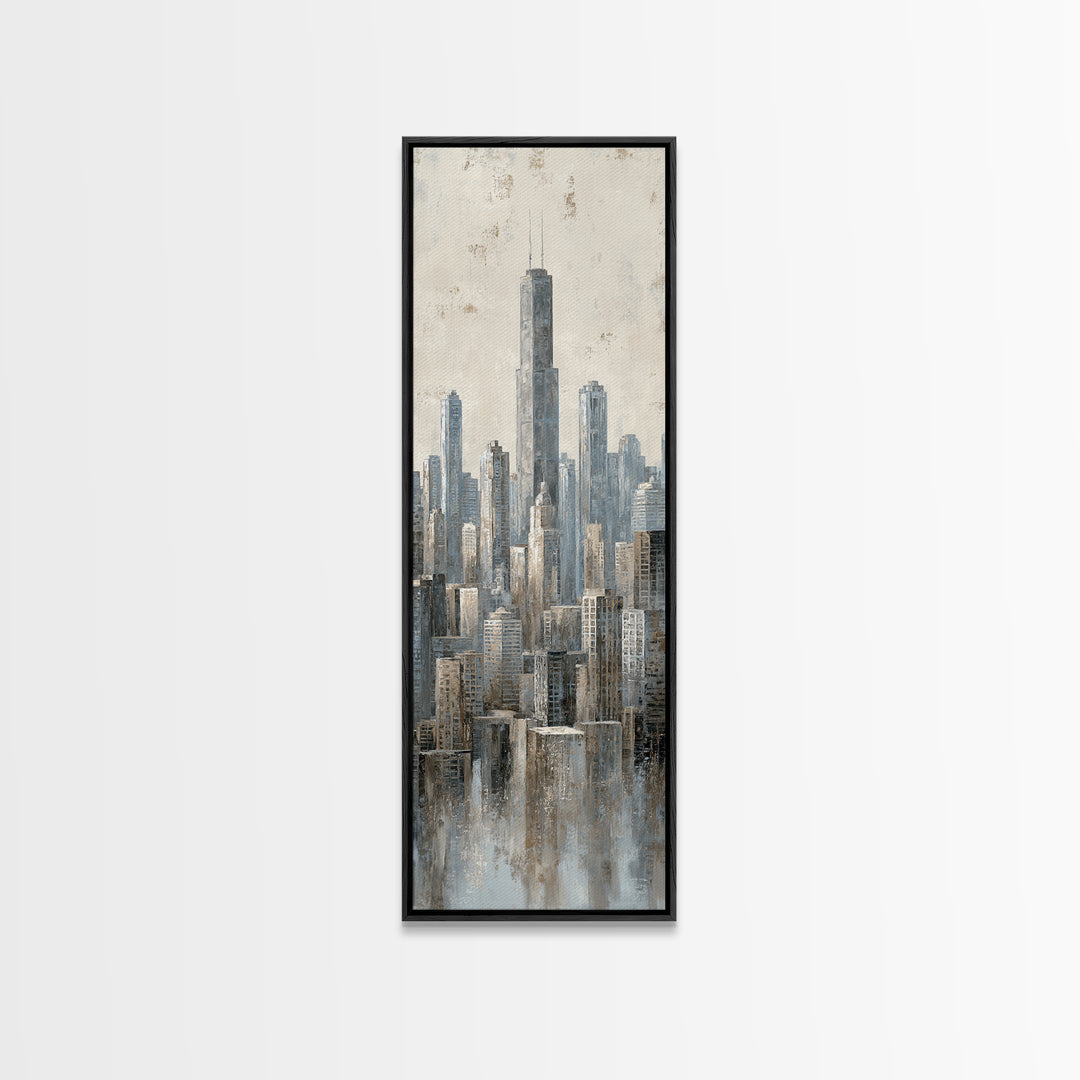Quiet City Skyline Framed Canvas Print, Law Office Art, Home Decor, Office Decor, Fine Art, Counsel, Minimalist Decor, LOA-1x3-24