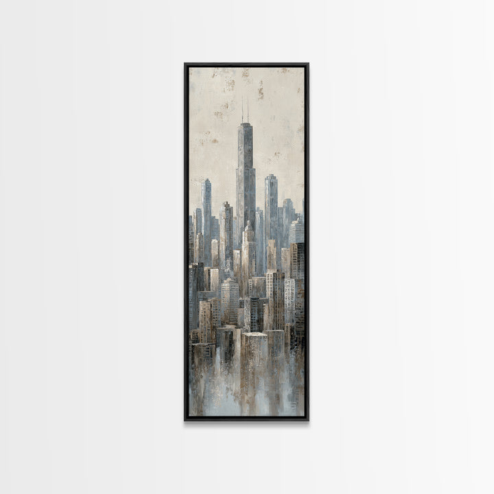 Quiet City Skyline Framed Canvas Print, Law Office Art, Home Decor, Office Decor, Fine Art, Counsel, Minimalist Decor, LOA-1x3-24