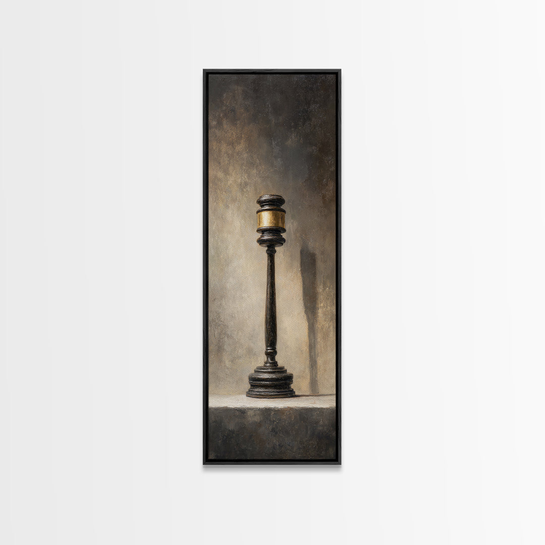 Classic Gavel Still Life Canvas Print, Law Office Art, Textured Painting, Office Decor, Fine Art, Counsel, Office Wall Art, LOA-1x3-25