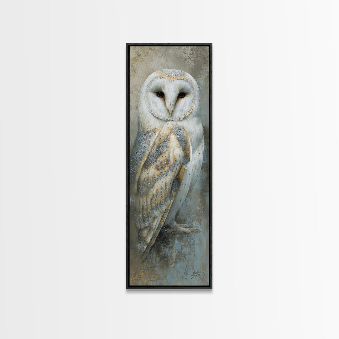 Owl Portrait Representing Wisdom Framed Canvas Print, Law Office Art, Teen Girl Room Decor, Office Decor, Fine Art, Counsel, LOA-1x3-29