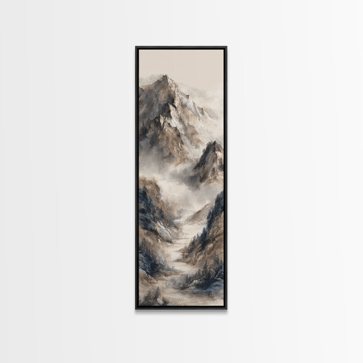 Ink Wash Mountain Symbolizing Stability Canvas Print, Law Office Art, Neutral Decor, Office Decor, Fine Art, Counsel, LOA-1x3-32
