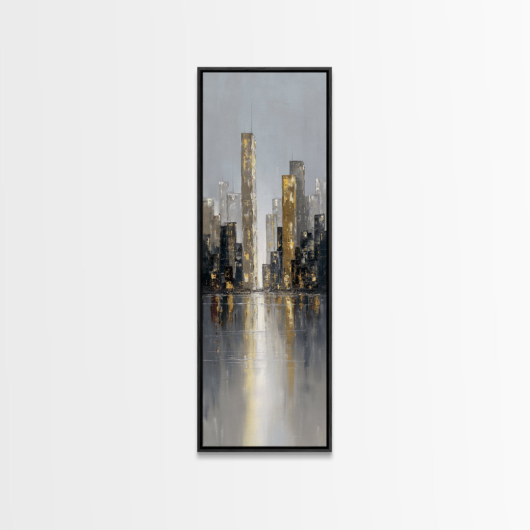 Quiet City Skyline Canvas Print, Law Office Art, Decor, Office Decor, Abstract Art, Counsel, Bookish Wall Art, LOA-1x3-72