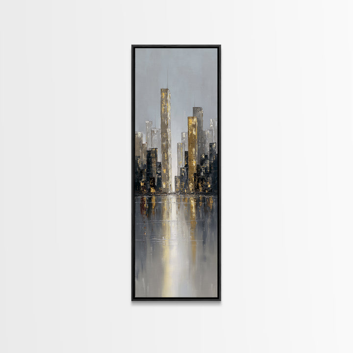 Quiet City Skyline Canvas Print, Law Office Art, Decor, Office Decor, Abstract Art, Counsel, Bookish Wall Art, LOA-1x3-72