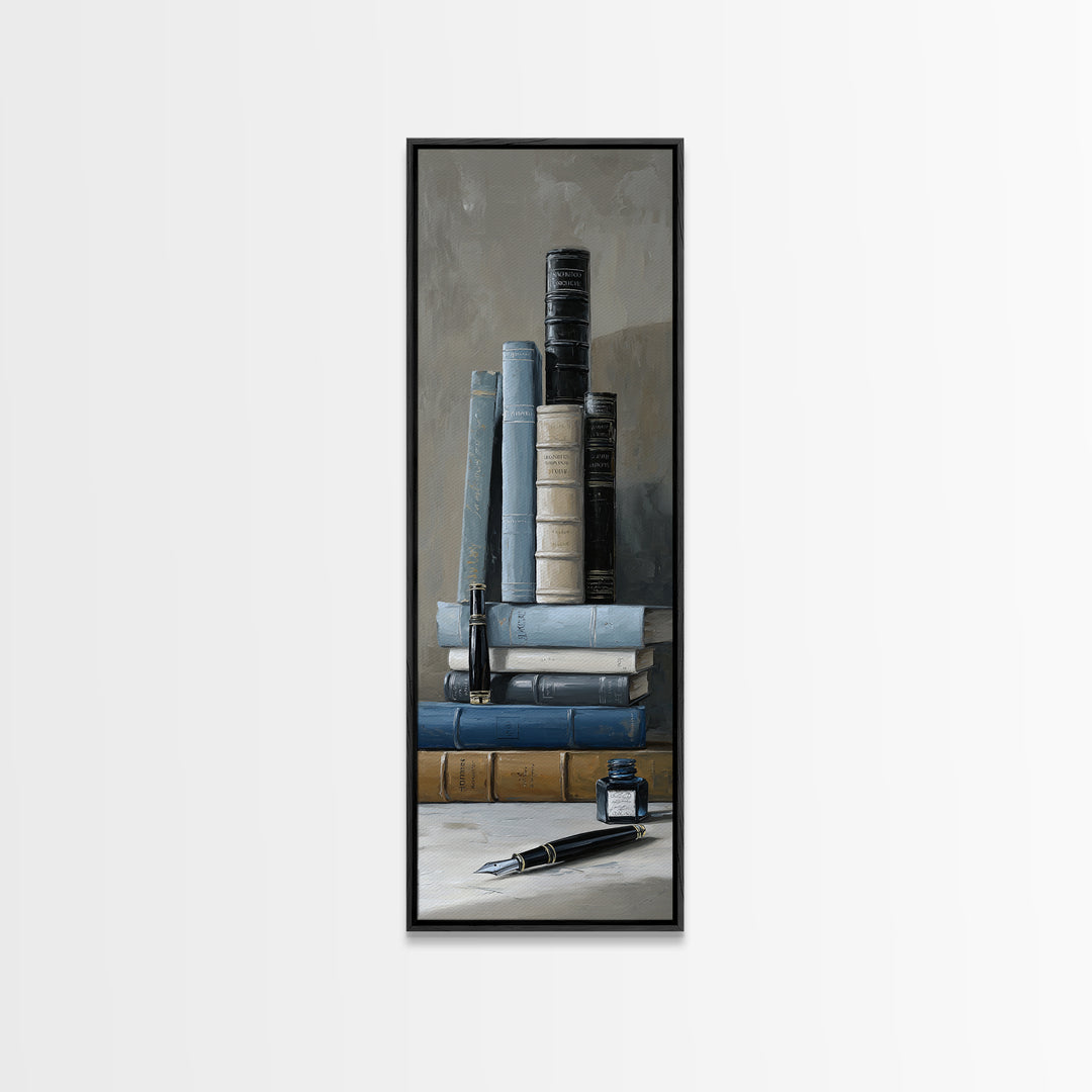 Dignified Law Books and Fountain Pen Still Canvas Print, Law Office Art, Neutral Decor, Office Decor, Fine Art, Counsel, LOA-1x3-86