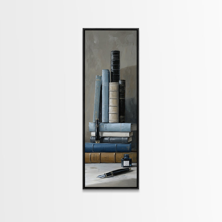 Dignified Law Books and Fountain Pen Still Canvas Print, Law Office Art, Neutral Decor, Office Decor, Fine Art, Counsel, LOA-1x3-86