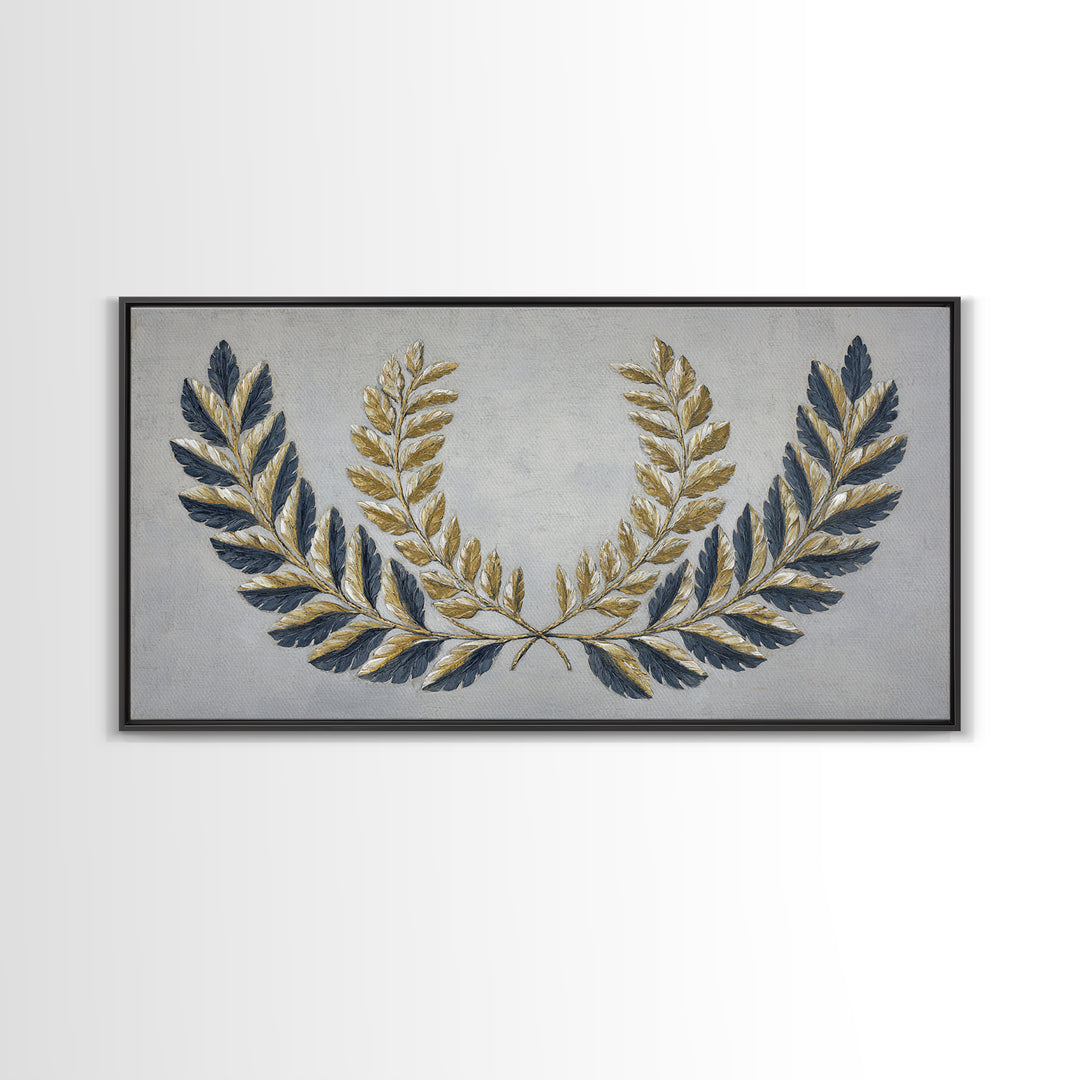 Roman Laurel Wreath Framed Canvas Print, Law Office Art, Lawyer, Office Decor, Fine Art, Counsel, Neutral Decor, Modern Decor, LOA-2x1-100