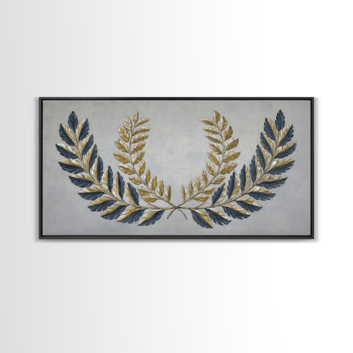 Roman Laurel Wreath Framed Canvas Print, Law Office Art, Lawyer, Office Decor, Fine Art, Counsel, Neutral Decor, Modern Decor, LOA-2x1-100