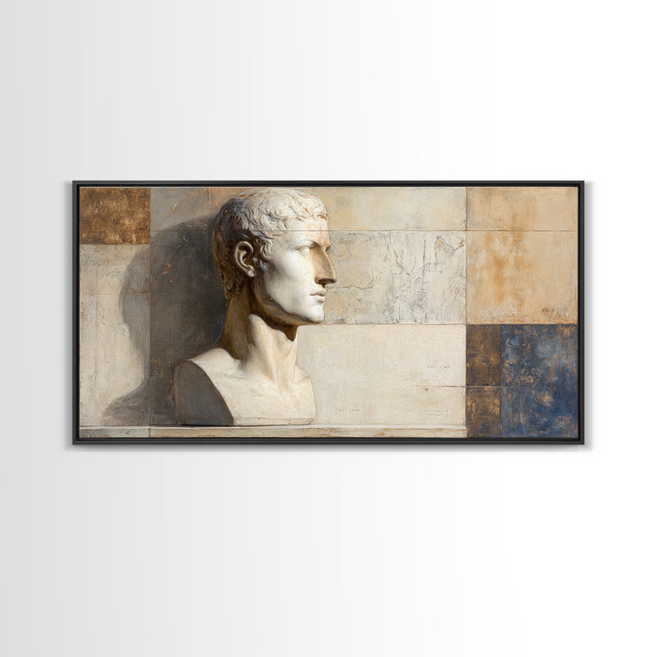 Classical Statue Bust Framed Canvas Print, Law Office Art, Fine Art Print, Office Decor, Fine Art, Counsel, Painting, LOA-2x1-20