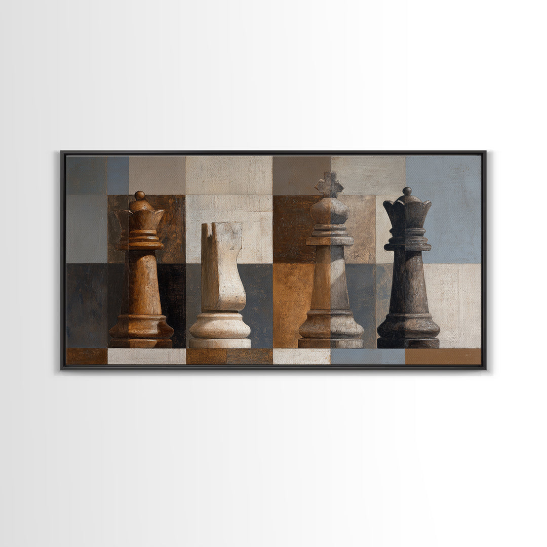 Single Chess King Framed Canvas Print, Law Office Art, Home Decor, Office Decor, Fine Art, Counsel, Minimalist Decor, LOA-2x1-42
