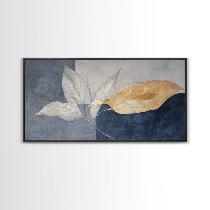 Minimal Line Drawing of Scales and Laurel Framed Canvas Print, Law Office Art, Modern Decor, Office Decor, Fine Art, Counsel, LOA-2x1-6