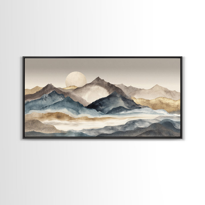 Ink Wash Mountain Symbolizing Stability Canvas Print, Law Office Art, Office Decor, Oil Painting, Counsel, Therapy Office Decor, LOA-2x1-64