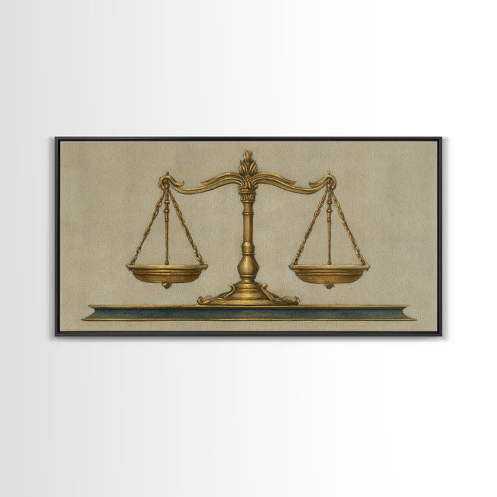 Classical Scales of Justice Canvas Print, Law Office Art, Printable, Office Decor, Fine Art, Counsel, Modern Wall Decor, LOA-2x1-69