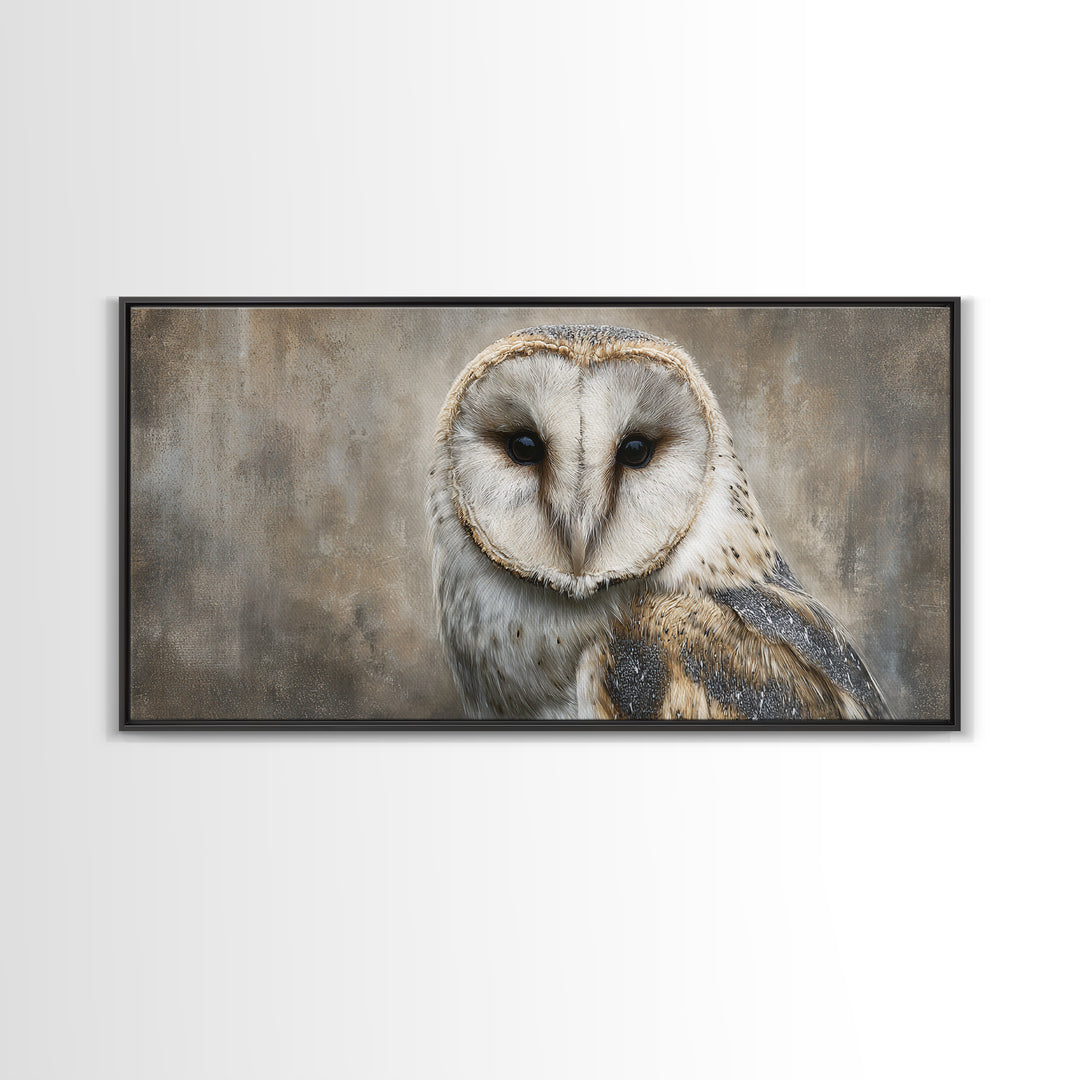 Owl Portrait Representing Wisdom Framed Canvas Print, Law Office Art, Decor, Office Decor, Fine Art, Counsel, Bookish Wall Art, LOA-2x1-85