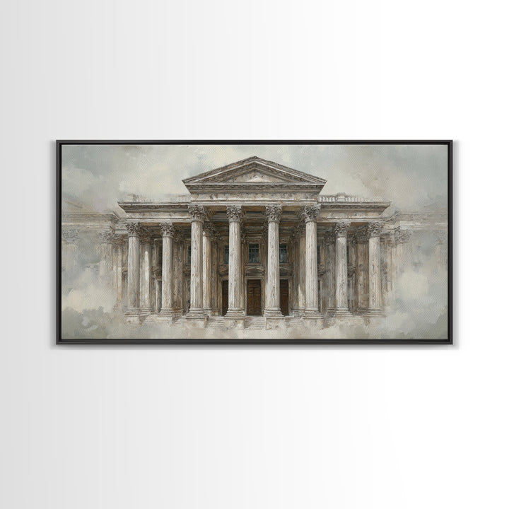 Marble Courthouse Column Study Without Building Scene Canvas Print, Law Office Art, Teen Girl Room Decor, Office Decor, Counsel, LOA-2x1-95