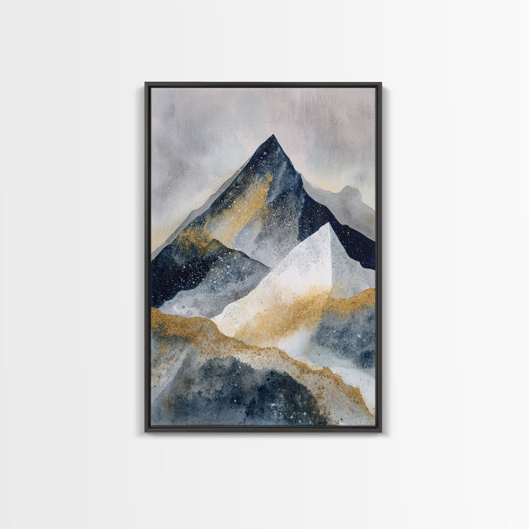 Ink Wash Mountain Symbolizing Stability Framed Canvas Print, Law Office Art, Washington Dc Art, Office Decor, Fine Art, Counsel, LOA-2x3-100