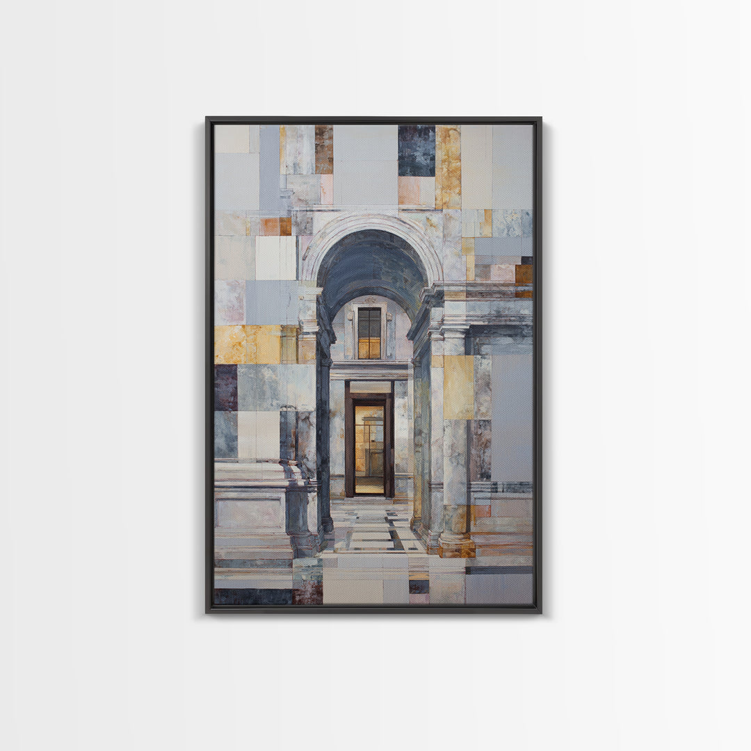 Architectural Arch and Column Abstraction Framed Canvas Print, Law Office Art, Statement Artwork, Office Decor, Counsel, LOA-2x3-22
