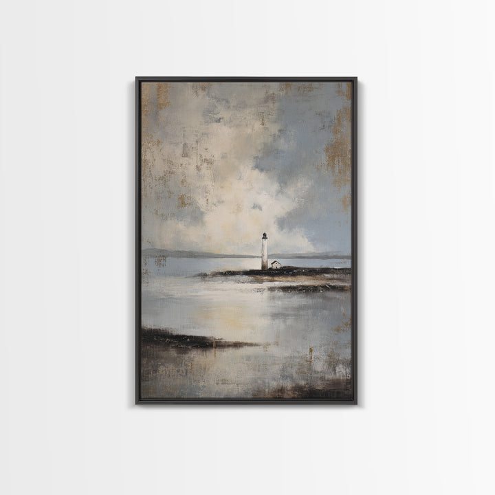 Stormy Landscape with Lighthouse as Guidance Metaphor Canvas Print, Law Office Art, Neutral Decor, Office Decor, Counsel, LOA-2x3-43