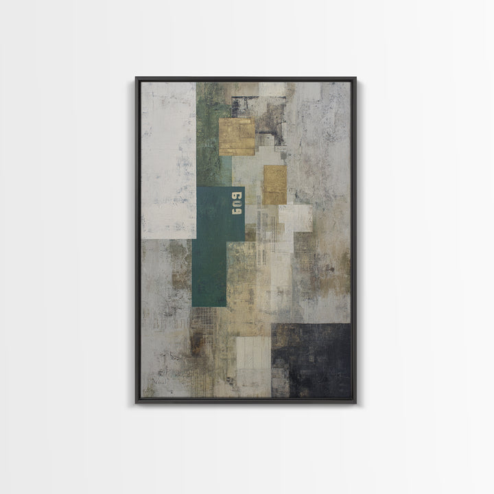 Deep Green and Walnut Toned Abstract Framed Canvas Print, Law Office Art, Contemporary Art, Office Decor, Abstract Art, Counsel, LOA-2x3-53