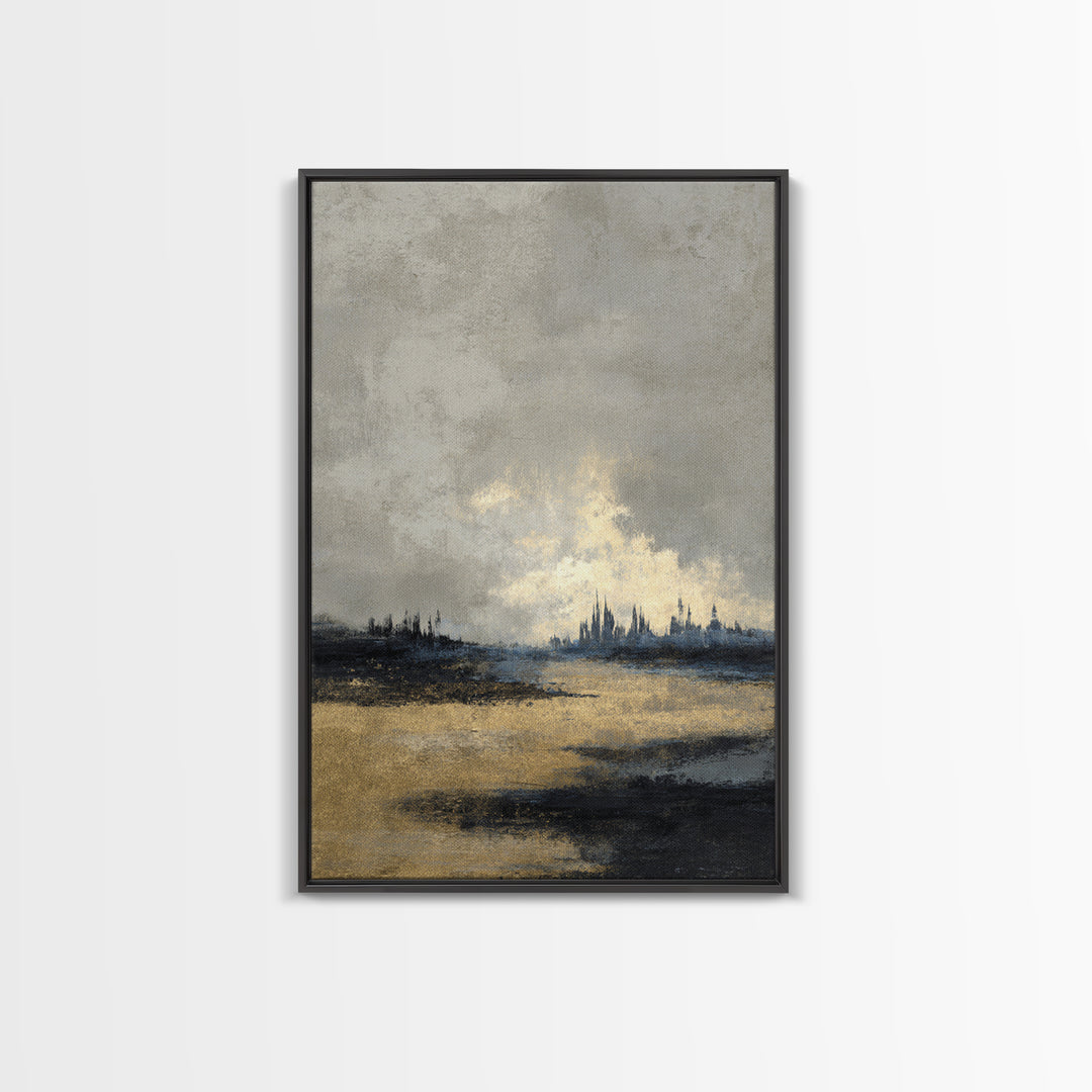 Quiet City Skyline Framed Canvas Print, Law Office Art, Minimalist Decor, Office Decor, Fine Art, Counsel, Poster Print, LOA-2x3-68