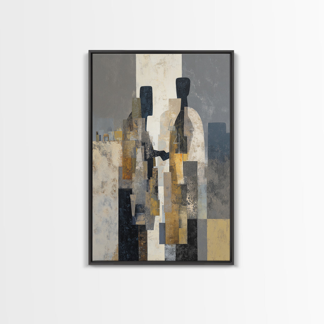 Diplomatic Handshake Silhouette Framed Canvas Print, Law Office Art, Room Decor, Office Decor, Abstract Art, Counsel, LOA-2x3-75