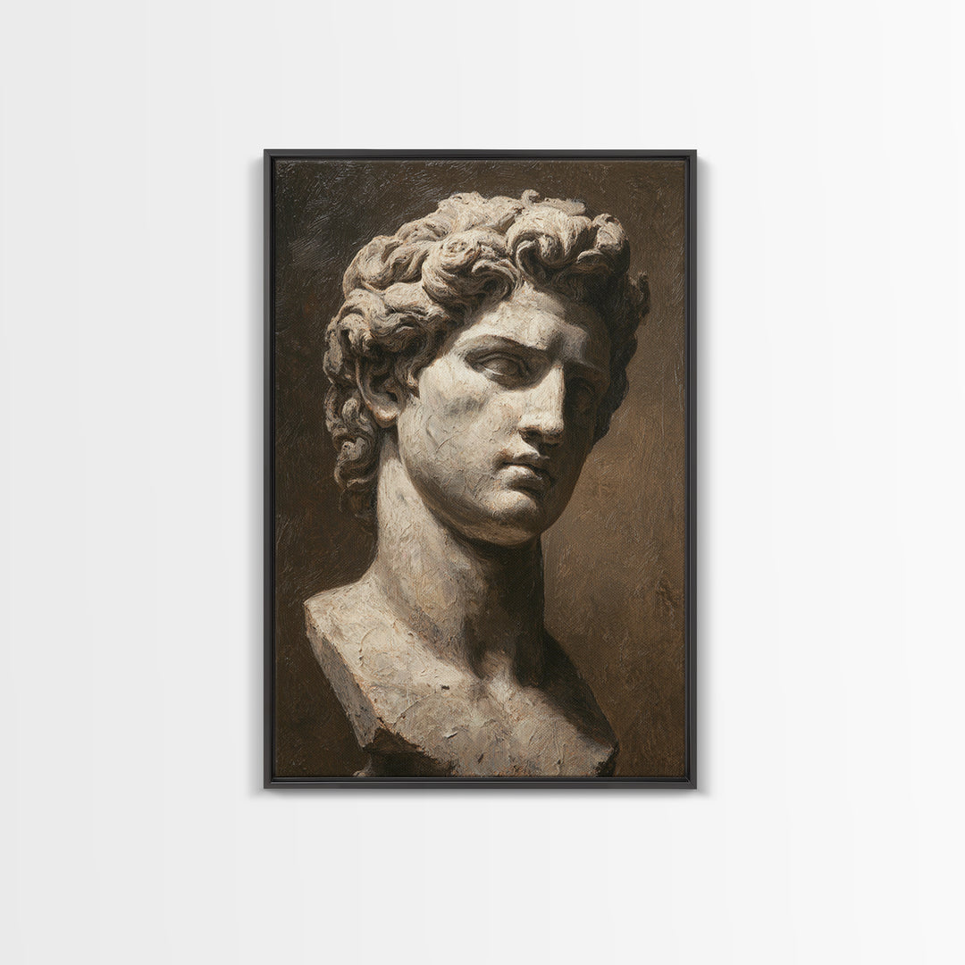 Classical Statue Bust Framed Canvas Print, Law Office Art, Metal Wall Decor, Office Decor, Oil Painting, Counsel, LOA-2x3-8