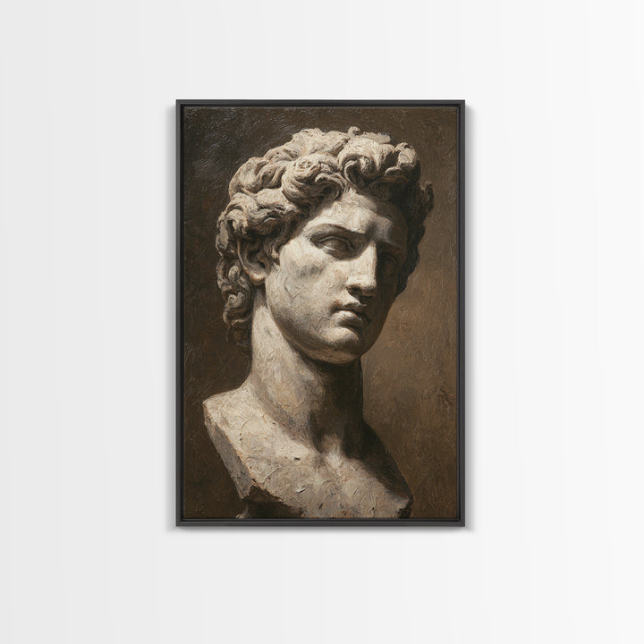 Classical Statue Bust Framed Canvas Print, Law Office Art, Metal Wall Decor, Office Decor, Oil Painting, Counsel, LOA-2x3-8