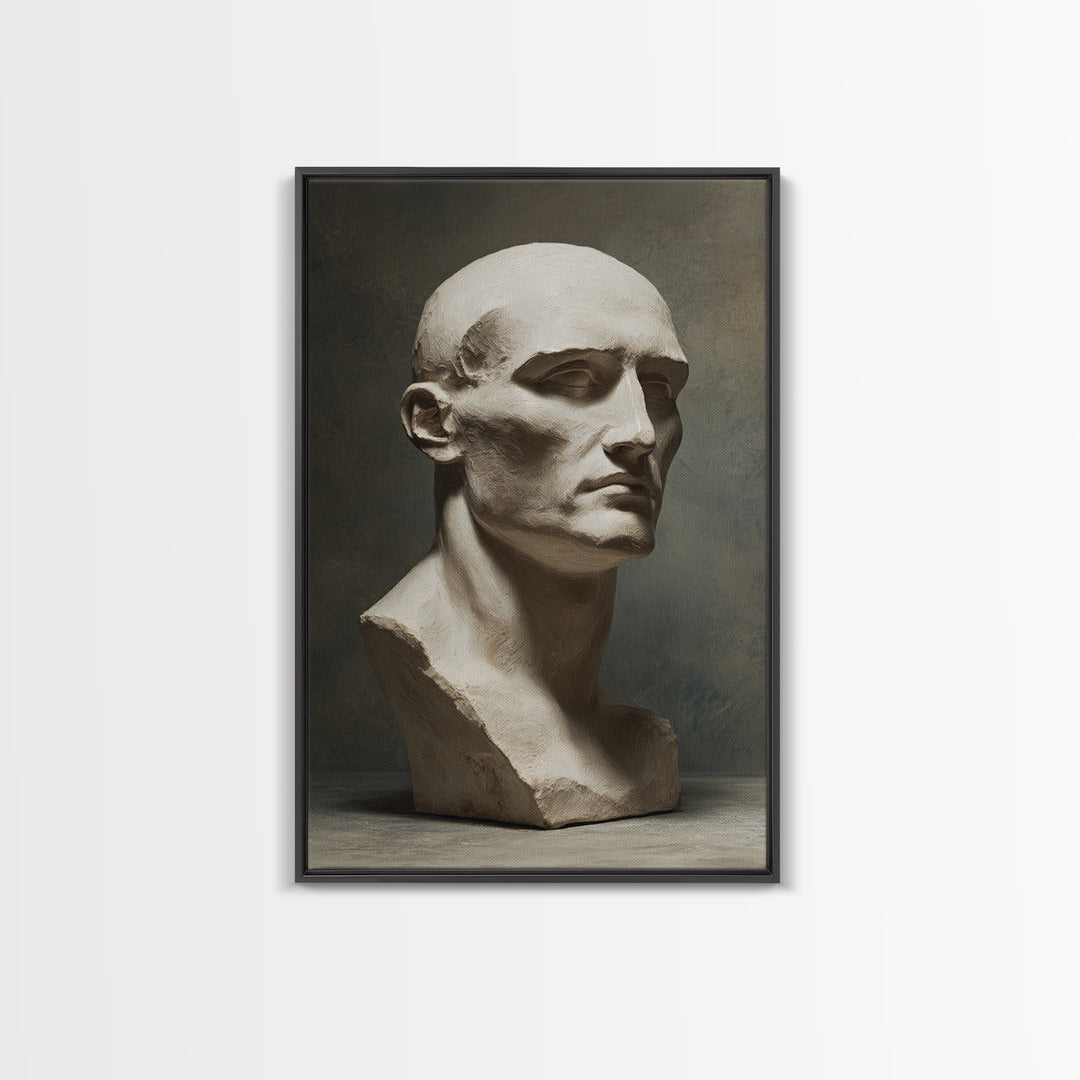 Classical Statue Bust Framed Canvas Print, Law Office Art, Fine Art Print, Office Decor, Watercolor Art, Counsel, Painting, LOA-2x3-80