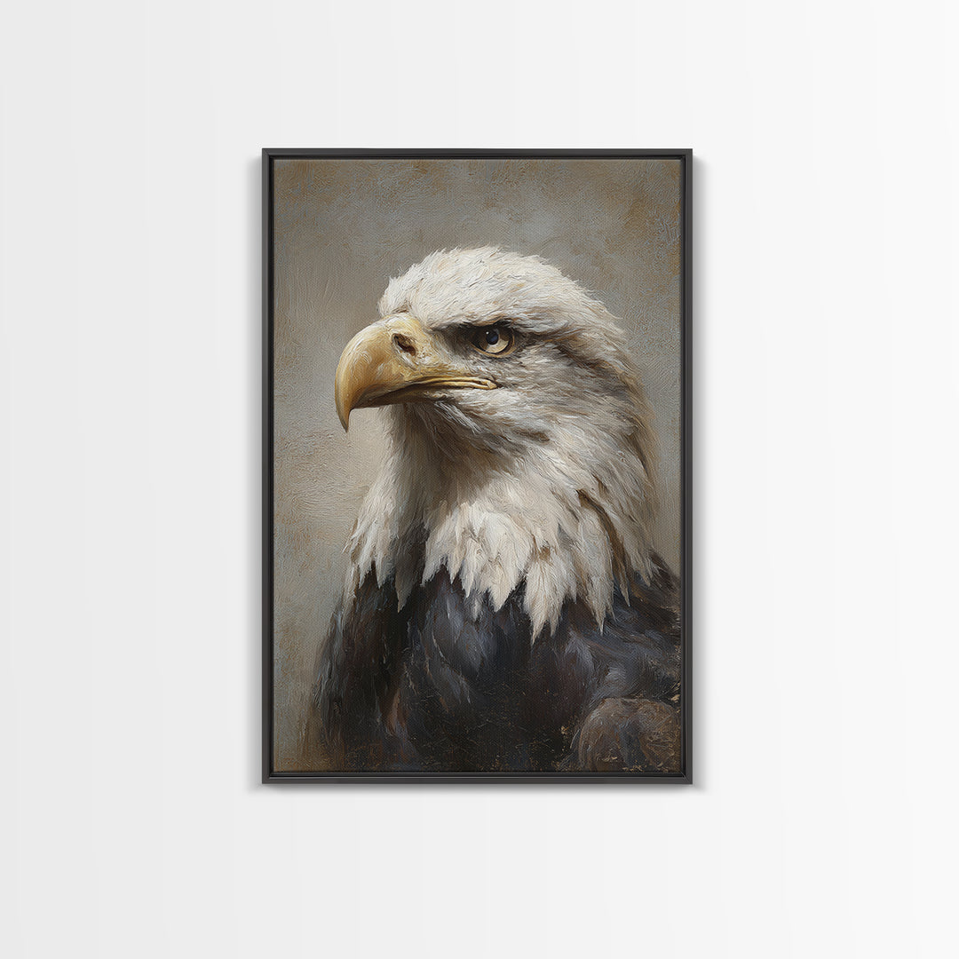 Eagle Portrait with Solemn Presence Canvas Print, Law Office Art, Wall Art, Office Decor, Fine Art, Counsel, Office Wall Decor, LOA-2x3-86