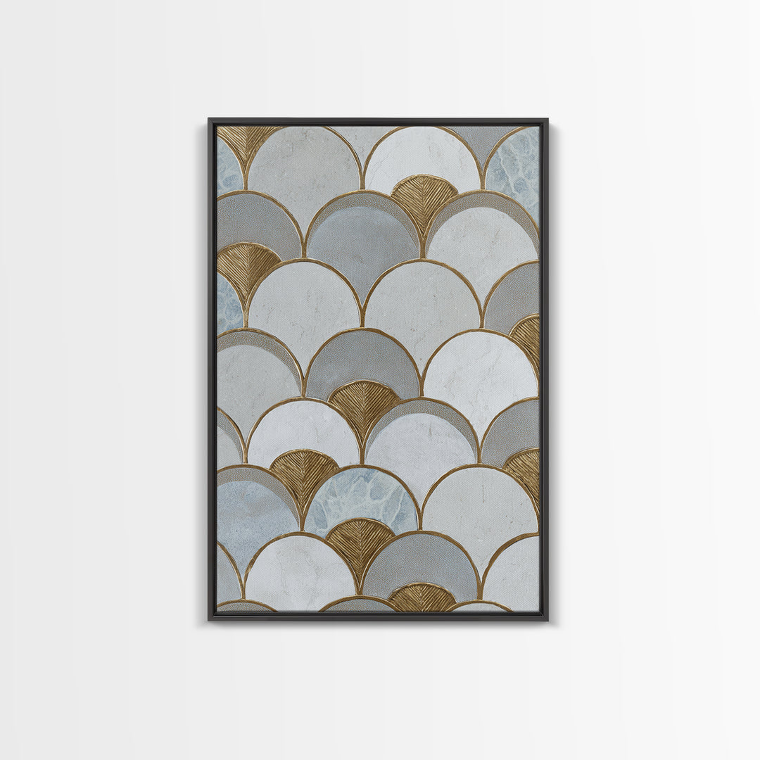 Minimal Line Drawing of Scales and Laurel Framed Canvas Print, Law Office Art, Wall Decor, Office Decor, Fine Art, Counsel, LOA-2x3-90