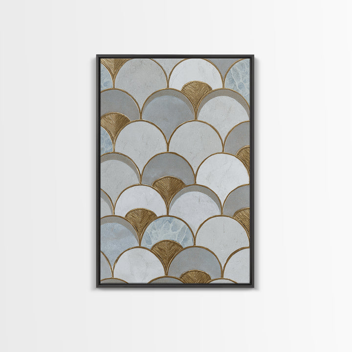Minimal Line Drawing of Scales and Laurel Framed Canvas Print, Law Office Art, Wall Decor, Office Decor, Fine Art, Counsel, LOA-2x3-90