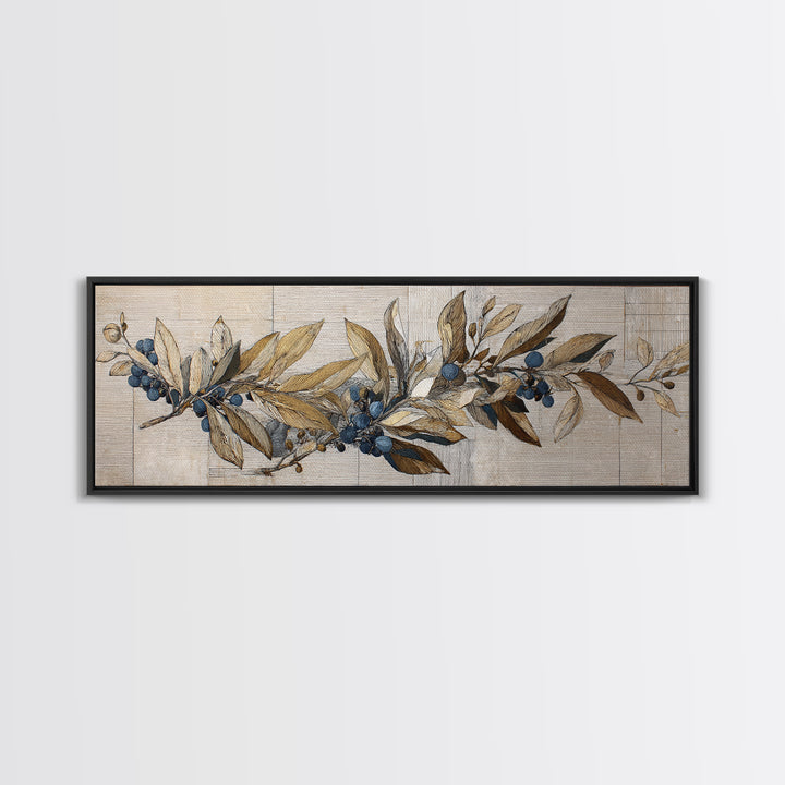 Minimal Line Drawing of Scales and Laurel Framed Canvas Print, Law Office Art, Wall Art, Office Decor, Abstract Art, Counsel, LOA-3x1-2
