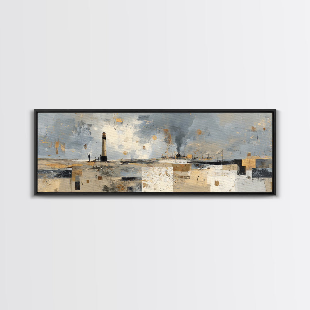 Stormy Landscape with Lighthouse as Guidance Metaphor Canvas Print, Law Office Art, Modern Decor, Office Decor, Counsel, LOA-3x1-27