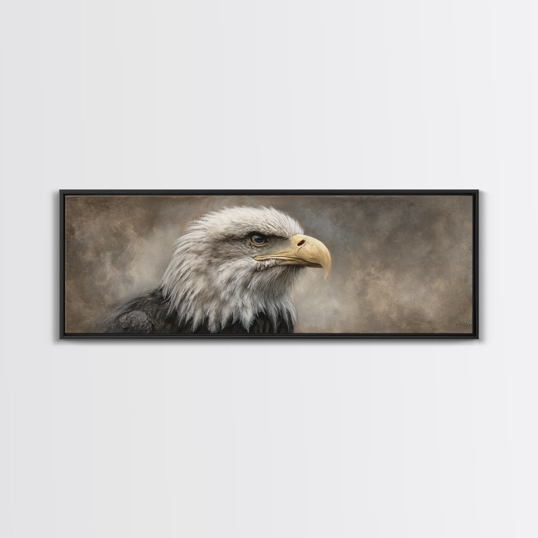 Eagle Portrait with Solemn Presence Canvas Print, Law Office Art, Poster Print, Office Decor, Fine Art, Counsel, Lawyer Gift, LOA-3x1-46