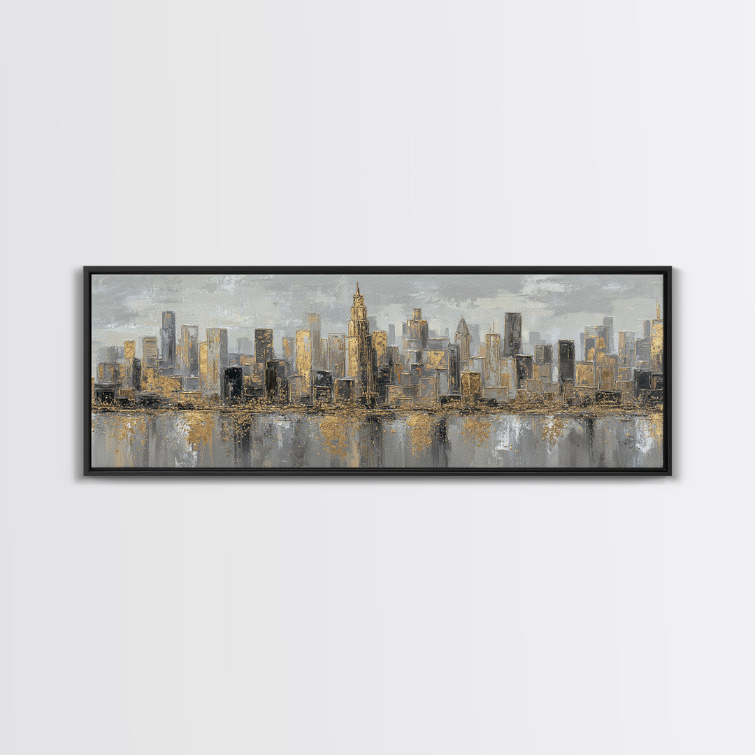 Quiet City Skyline Framed Canvas Print, Law Office Art, Luxury Decor, Office Decor, Fine Art, Counsel, Printable Art, LOA-3x1-52